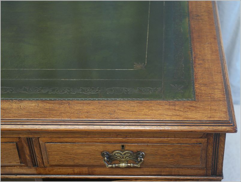 1032 Antique Victorian Oak Partners Desk Top (3)